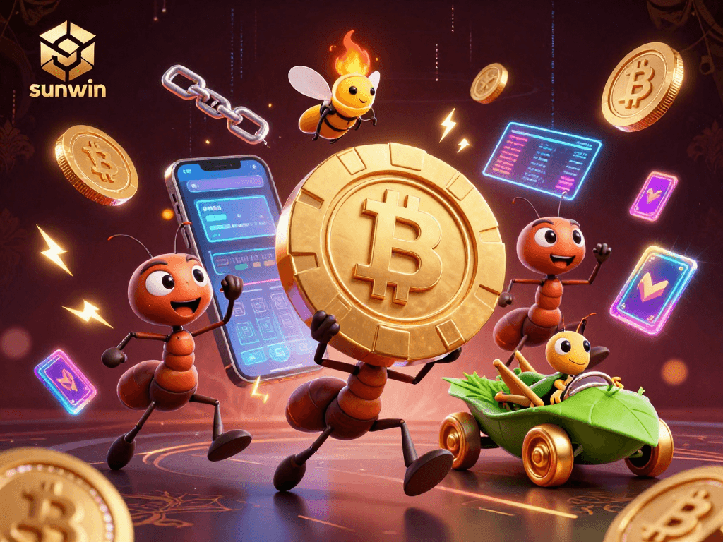 Engage with sunwin's thrilling gameplay as a team of ants orchestrates a heist with golden poker chips.