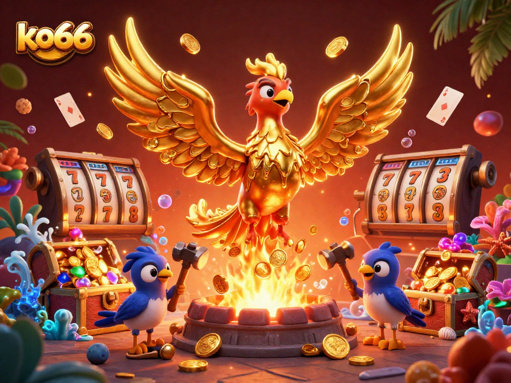 Win big with ko66 in this immersive casino adventure featuring golden phoenix and treasure.