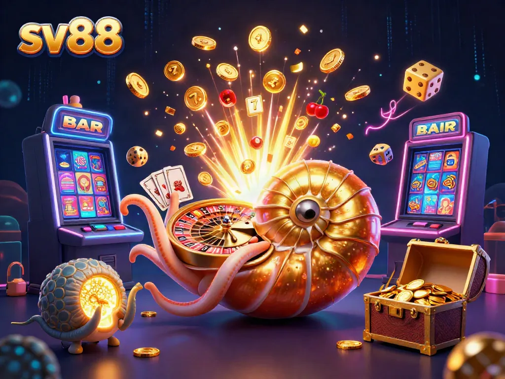 Experience thrilling gameplay at sv88 with giant nautilus roulette, colorful slot machines, and dynamic casino elements.