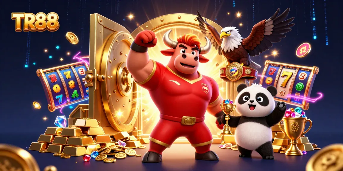 TR88 showcases an exciting scene of victory and jackpot wins in a lively casino atmosphere.