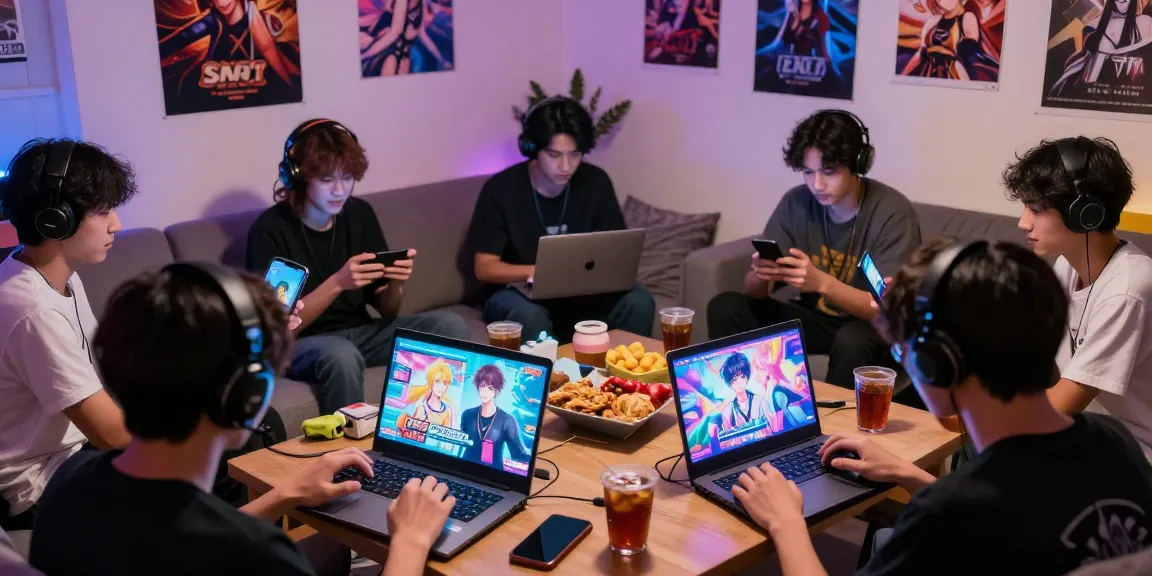 Players enjoying ero game on multiple devices in cozy living room.