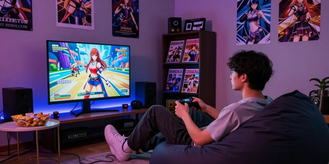 Player enjoying immersive ero games in a cozy gaming environment.