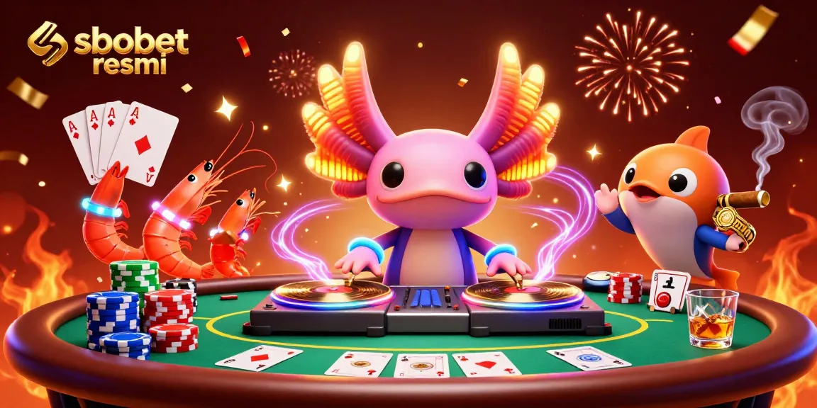 Experience exciting sbobet resmi gaming with a neon-themed party featuring a DJ and vibrant sea life.