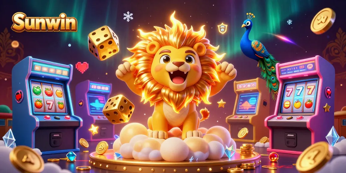 Sunwin offers an immersive casino experience with vibrant characters, slot reels, and dynamic gaming elements.